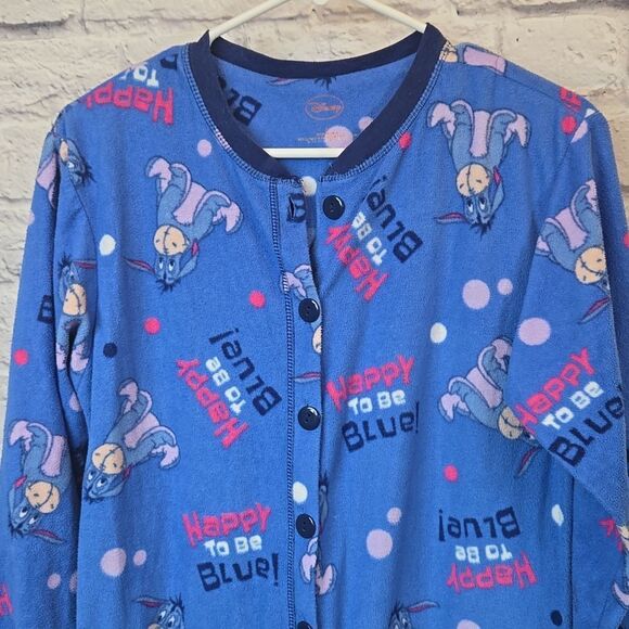Eeyore Adult Onesie Fleece Pajama Disney Winnie the Pooh Jumpsuit Footie PJ 1pc - Picture 2 of 10